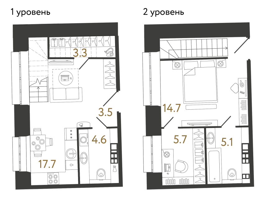 Однокомнатные апартаменты №82 в ЖК Светоч - 54.6 м²