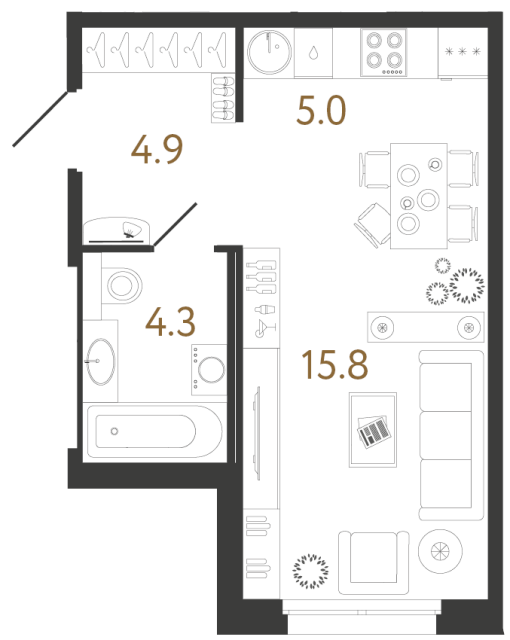Студия №83 в ЖК Литера - 30 м²