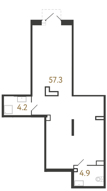 Коммерческое помещение №600 в ЖК Куинджи - 66.4 м²