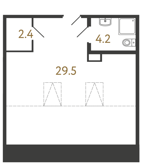 Однокомнатный номер №24 в ЖК Типография - 36.1 м²  - №2