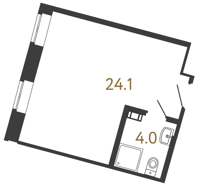 Однокомнатный номер №131 в ЖК Типография - 28.1 м²  - №2