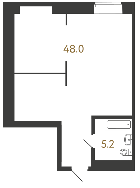 Однокомнатный номер №55 в ЖК Типография - 53.2 м²  - №2