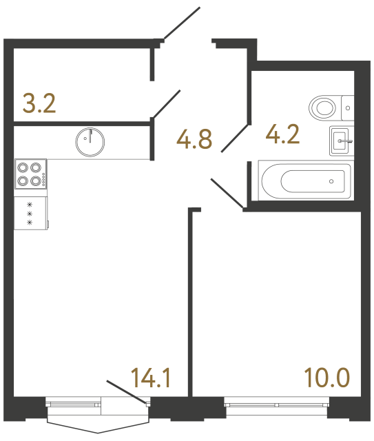 Однокомнатная квартира №790 в ЖК Струны 2 оч. - 36.3 м²  - №2