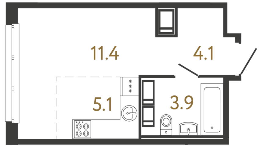 Студия №245 в ЖК Передвижники - 24.5 м²  - №2