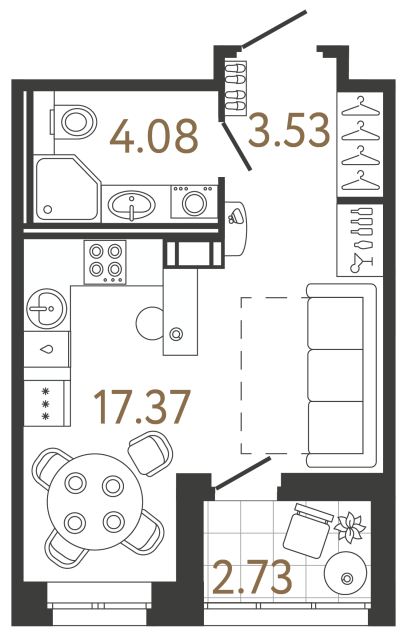 Студия №765 в ЖК Ultra City 3 - 24.98 м²
