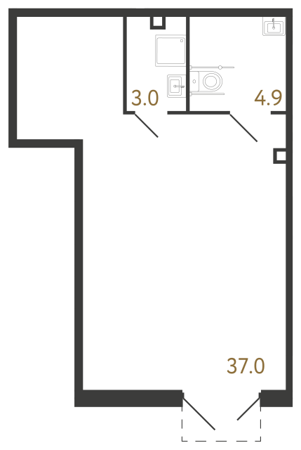 Коммерческое помещение №1167 в ЖК Струны 2 оч. - 44.9 м²