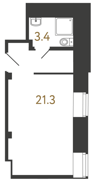 Однокомнатный номер №74 в ЖК Типография - 24.7 м²  - №2