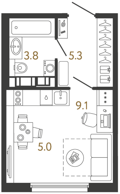 Студия №691 в ЖК Гений - 23.2 м²