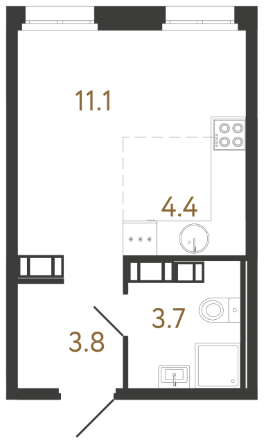 Студия №560 в ЖК Куинджи - 23 м²  - №2
