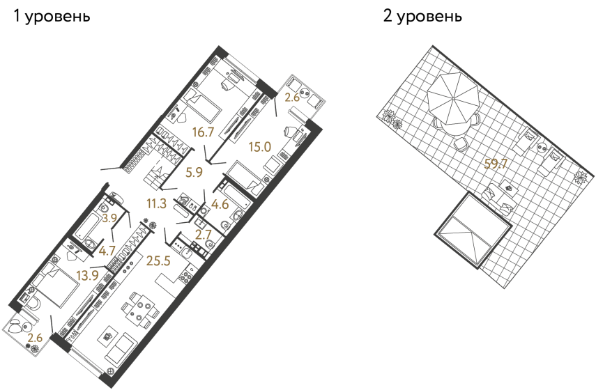 Трёхкомнатная квартира №66 в ЖК Цвет Зеленогорска - 104.2 м²