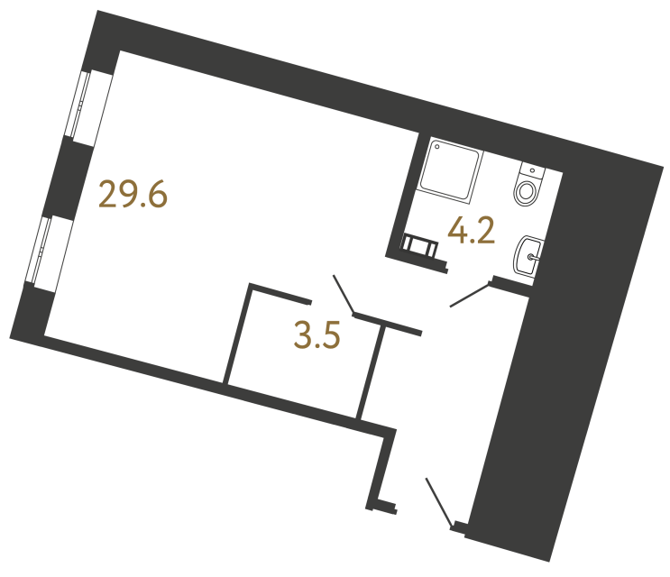 Однокомнатный номер №135 в ЖК Типография - 37.3 м²  - №2