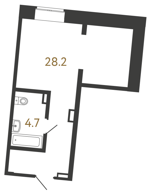 Однокомнатный номер №160 в ЖК Типография - 32.9 м²  - №2
