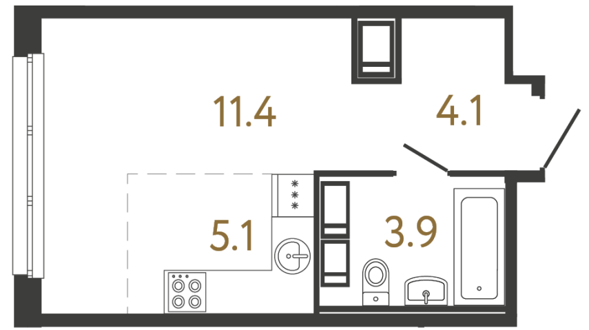 Студия №213 в ЖК Передвижники - 24.5 м²  - №2
