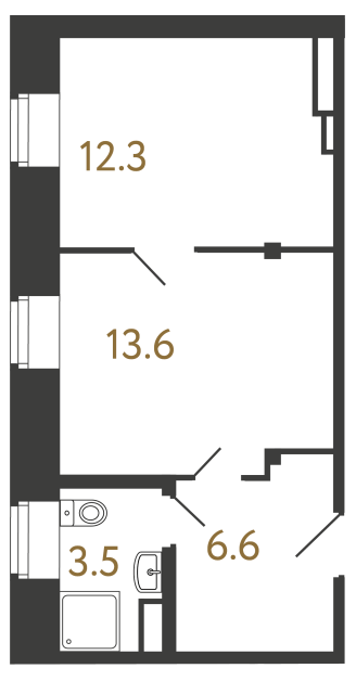 Однокомнатный номер №93 в ЖК Типография - 36 м²  - №2