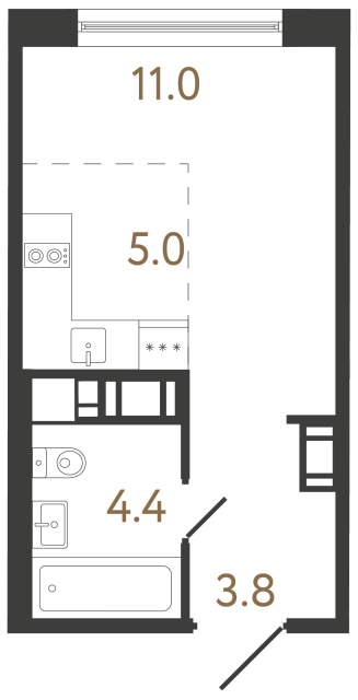 Студия №162 в ЖК Передвижники 2 - 24.2 м²  - №2