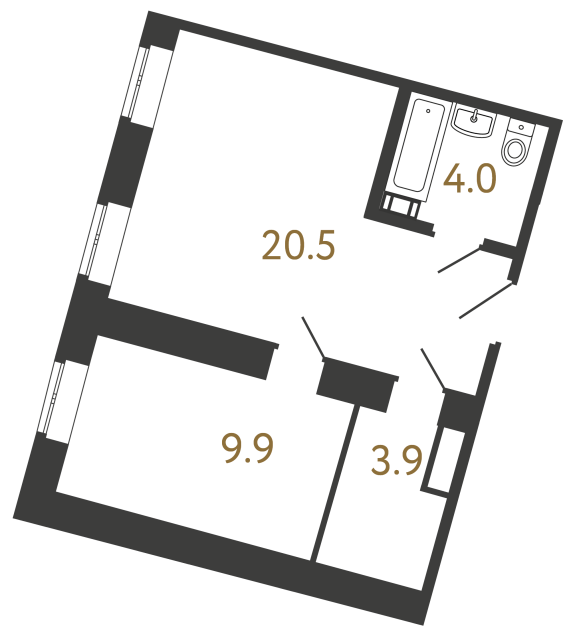 Однокомнатный номер №134 в ЖК Типография - 38.3 м²  - №2
