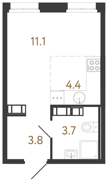 Студия №580 в ЖК Куинджи - 23 м²  - №2