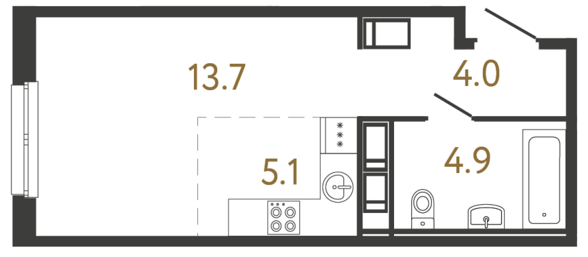 Студия №236 в ЖК Передвижники - 27.7 м²  - №2