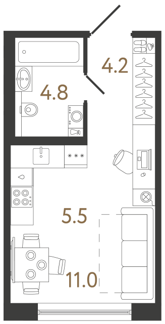 Студия №145 в ЖК Передвижники 2 - 25.5 м²