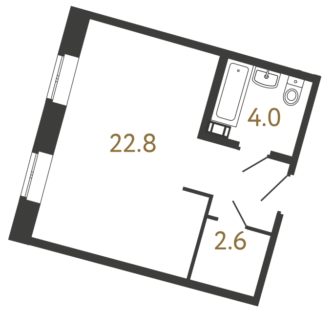 Однокомнатный номер №132 в ЖК Типография - 29.4 м²  - №2