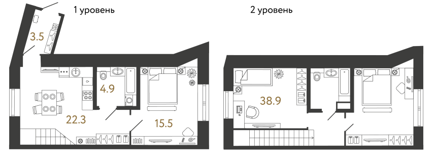 Двухкомнатные апартаменты №150 в ЖК Типография - 85.1 м²