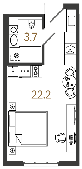 Апартаменты-студия №1106 в ЖК ARTSTUDIO M103 - 25.9 м²