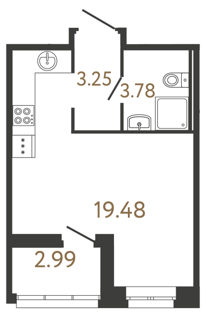Студия №601 в ЖК Ultra City 3 - 26.51 м²  - №2