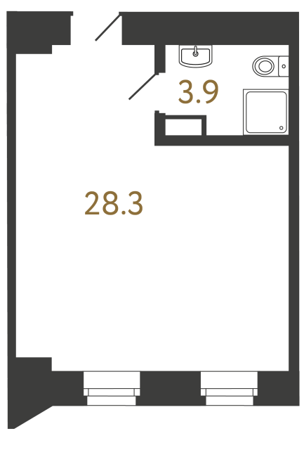 Однокомнатный номер №17 в ЖК Типография - 32.2 м²  - №2