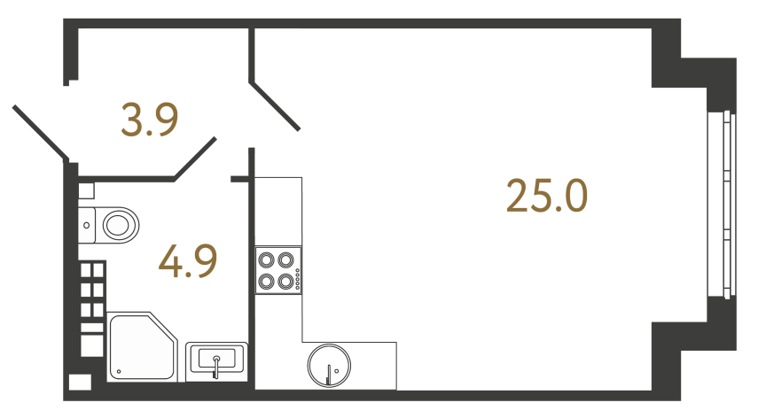 Студия №73 в ЖК Миръ - 33.8 м²  - №2