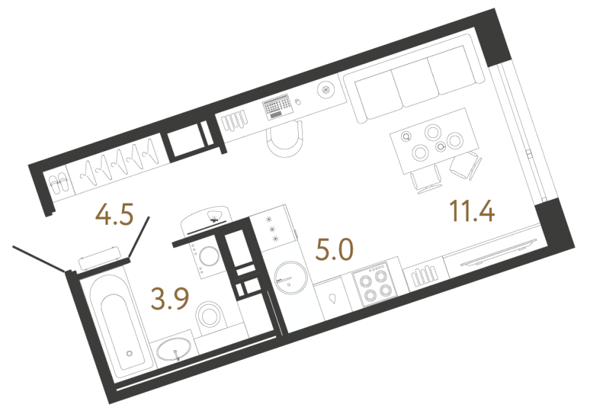 Студия №114 в ЖК Литера - 24.8 м²