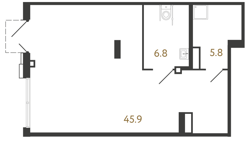 Коммерческое помещение №1164 в ЖК Струны 2 оч. - 58.5 м²