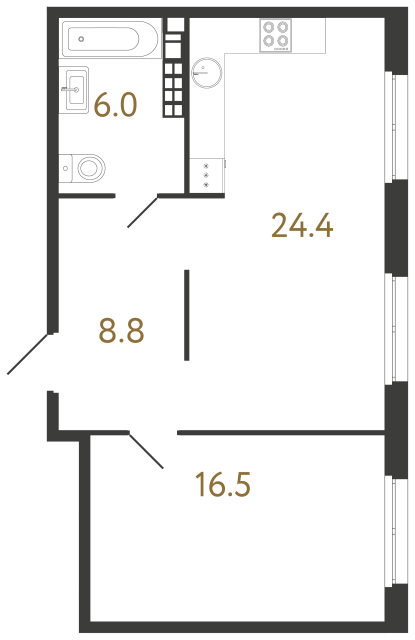 Однокомнатная квартира №31 в ЖК Визионер - 55.7 м²  - №2