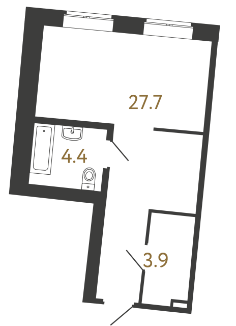 Однокомнатный номер №151 в ЖК Типография - 36 м²  - №2