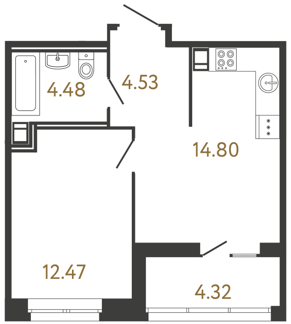 Однокомнатная квартира №183 в ЖК Ultra City 3 - 36.28 м²  - №2