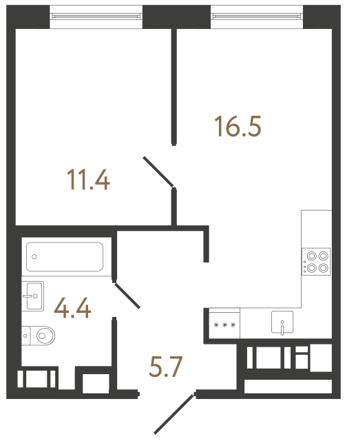 Однокомнатная квартира №48 в ЖК Передвижники 2 - 38 м²  - №2