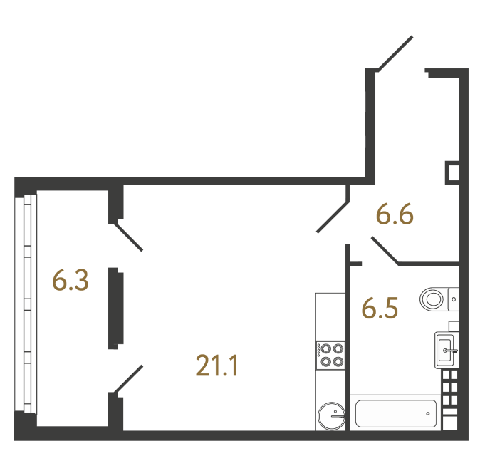 Студия №76 в ЖК Миръ - 34.2 м²  - №2