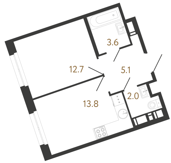Однокомнатная квартира №110 в ЖК Литера - 37.2 м²  - №2