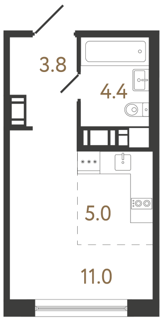 Студия №245 в ЖК Передвижники 2 - 24.2 м²  - №2