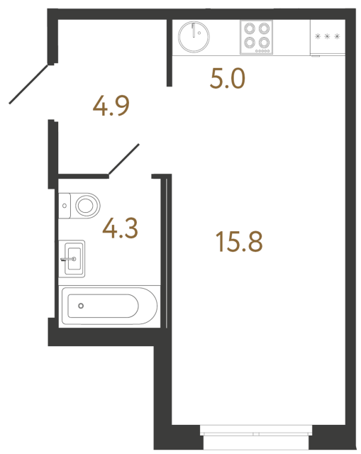 Студия №83 в ЖК Литера - 30 м²  - №2