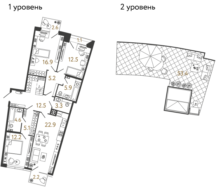 Трёхкомнатная квартира №49 в ЖК Цвет Зеленогорска - 101.1 м²