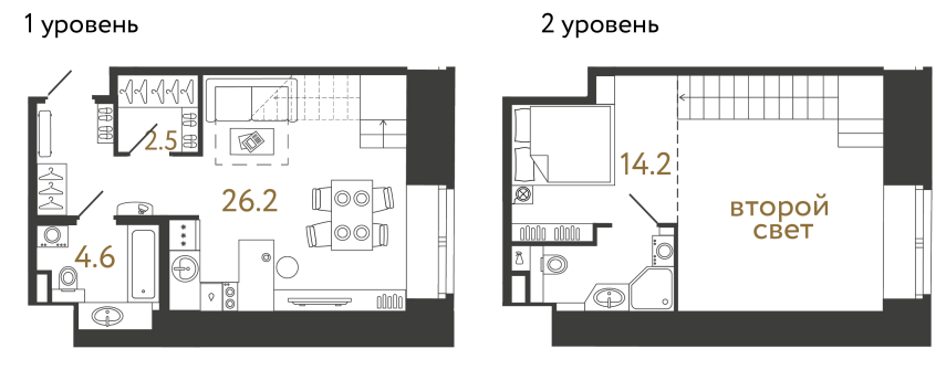 Однокомнатный номер №48 в ЖК Типография - 47.5 м²