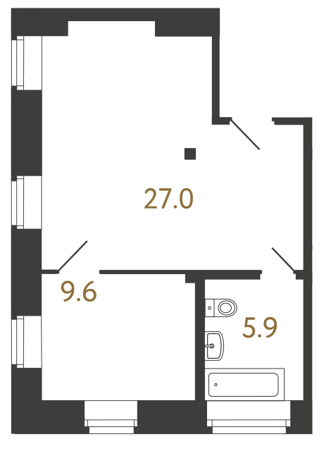 Однокомнатный номер №98 в ЖК Типография - 42.5 м²  - №2