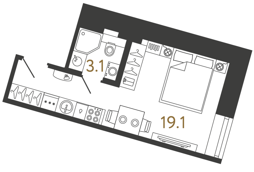 Однокомнатный номер №146 в ЖК Типография - 22.2 м²