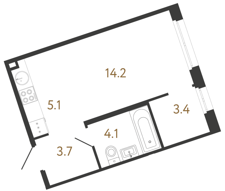 Студия №137 в ЖК Литера - 30.5 м²  - №2