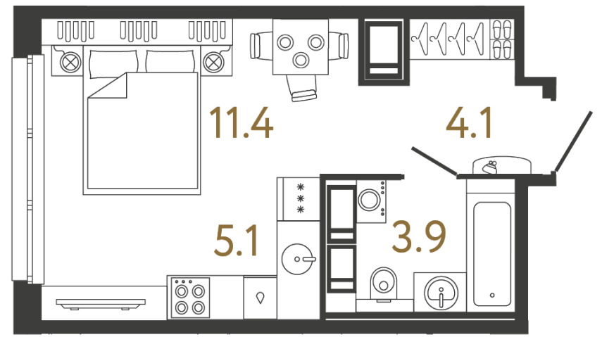 Студия №261 в ЖК Передвижники - 24.5 м²