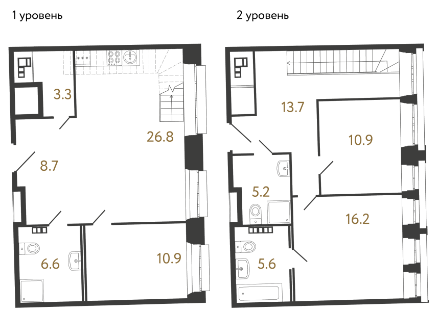 Трёхкомнатные апартаменты №89 в ЖК Светоч - 107.9 м²  - №2