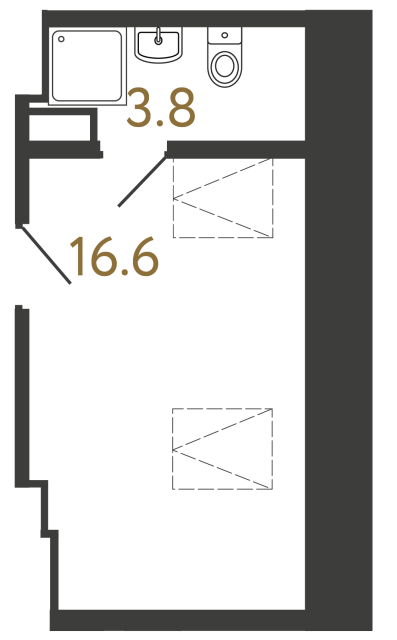 Однокомнатный номер №103 в ЖК Типография - 20.4 м²  - №2