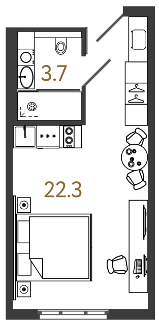 Апартаменты-студия №1114 в ЖК ARTSTUDIO M103 - 26 м²