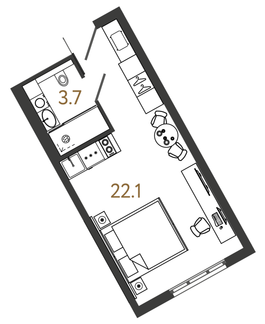 Апартаменты-студия №432 в ЖК ARTSTUDIO M103 - 25.8 м²