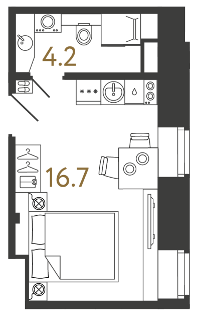 Однокомнатный номер №88 в ЖК Типография - 20.9 м²